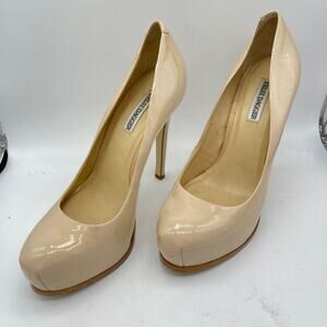 Kelsi Dagger Womens Size 6.5 Tan Platform Pumps Beige Patent Leather Stilettos